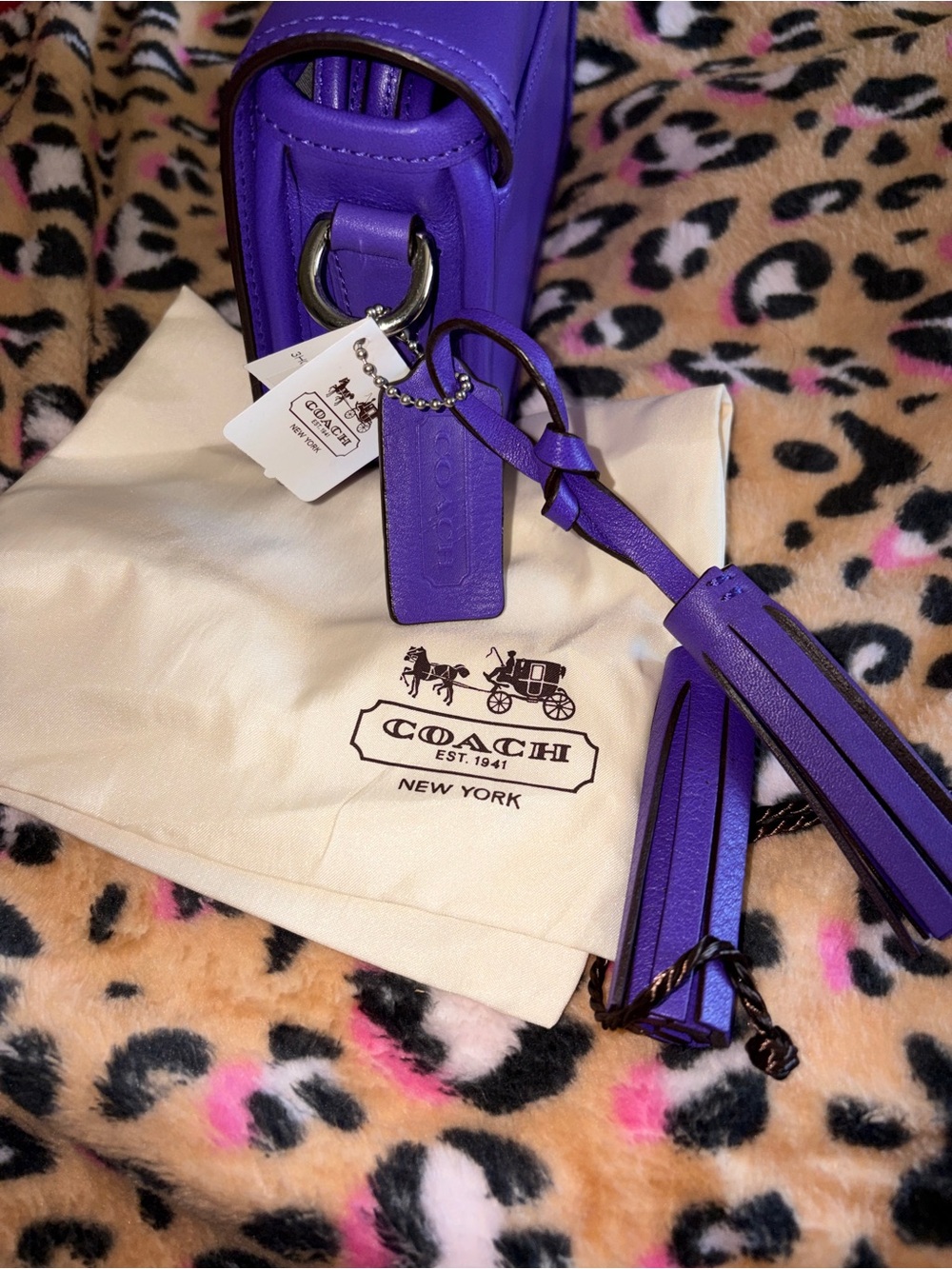 Coach Legacy NWT Penny Purple Leather Turnlock Crossbody with Tassel & Dusty - Picture 8 of 9